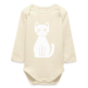 Cat Comic - Baby Organic Long-Sleeved Bodysuit - soft Ecru - Front