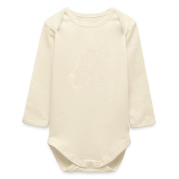 Leopard Line Art - Geometric Style - Baby Organic Long-Sleeved Bodysuit - soft Ecru - Front