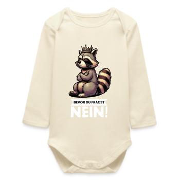 Avant que vous ne demandiez : Non, raton laveur, raton laveur, animal de la forêt - Body bébé manches longues biologique - écru doux - Devant