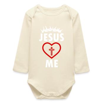 Jésus m’aime - Body bébé manches longues biologique - écru doux - Devant