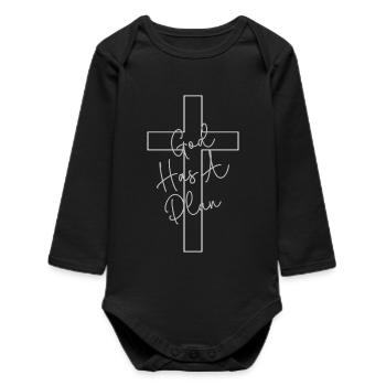 Gottes Plan Kreuz Handschrift Glaube Kirche Bibel - Baby Organic Langarmbody - Schwarz - Vorne