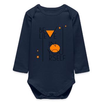 believe in yourself - Baby Organic Long-Sleeved Bodysuit - navy - Front