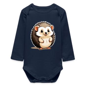 Petit hérisson mignon épineux - Body bébé manches longues biologique - bleu marine - Devant