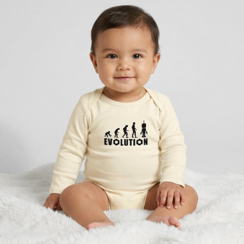 Evolution from human to android Baby Organic Long-Sleeved Bodysuit