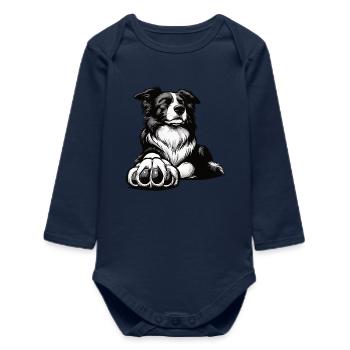 Border Collie Propriétaire Collie Amant de Collie - Body bébé manches longues biologique - bleu marine - Devant