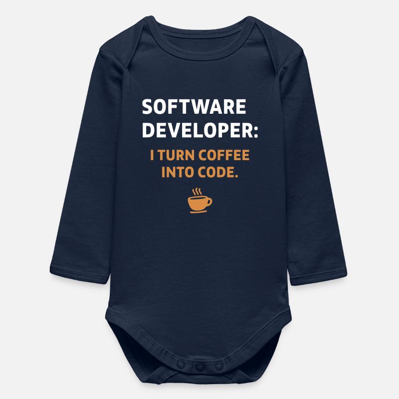 Software Developer - Coffee Edition - Baby Organic Long-Sleeved Bodysuit - navy