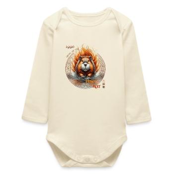 Fire Rat 1996 – Year of the Fire Rat - Baby Organic Long-Sleeved Bodysuit - soft Ecru - Front