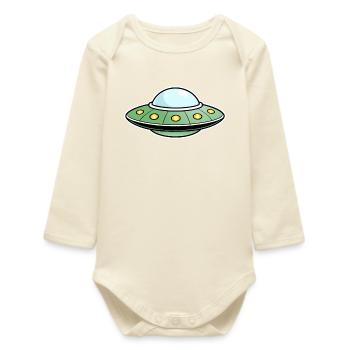 Vert OVNI - Body bébé manches longues biologique - écru doux - Devant