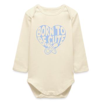 Born to Be Cute Heart - Baby Organic Long-Sleeved Bodysuit - soft Ecru - Front