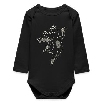 La danse tabaluga comme contour - Body bébé manches longues biologique - noir - Devant
