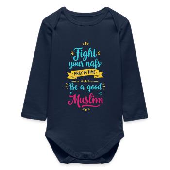 Sei gut - Baby Organic Langarmbody - Navy - Vorne