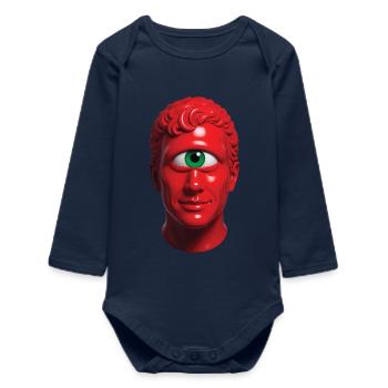CYCLOP MAN – nette Leute - Baby Organic Langarmbody - Navy - Vorne