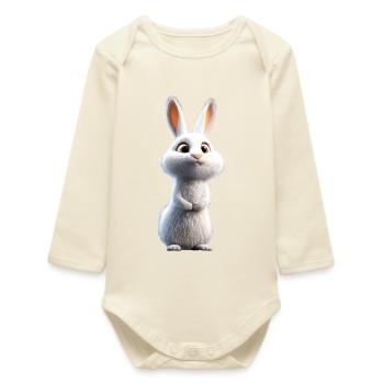 Mountain Rabbit Arctic Hare Albino Rabbit White Rabbit - Baby Organic Long-Sleeved Bodysuit - soft Ecru - Front