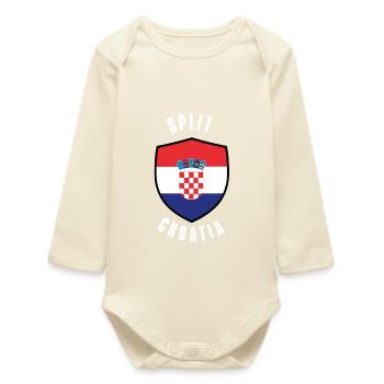 Split Croatia Shield - Baby Organic Long-Sleeved Bodysuit - soft Ecru - Front