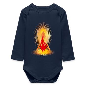 Feu du solstice avec aura dorée - motif spirituel - Body bébé manches longues biologique - bleu marine - Devant