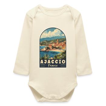 Découvrez Ajaccio en France Paradis méditerranéen - Body bébé manches longues biologique - écru doux - Devant