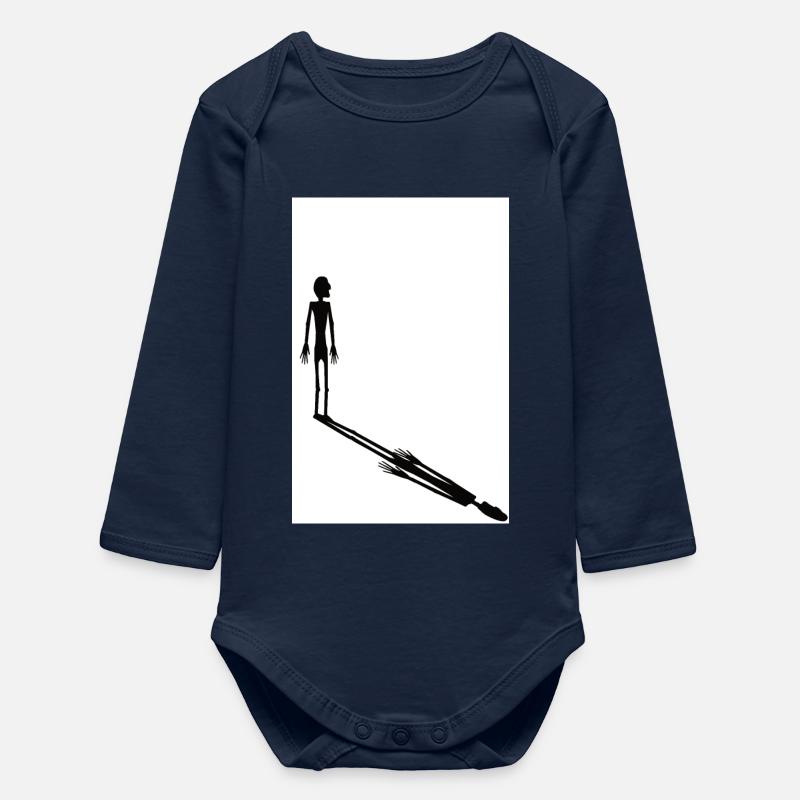 The Shadow Man - Baby Organic Long-Sleeved Bodysuit - navy