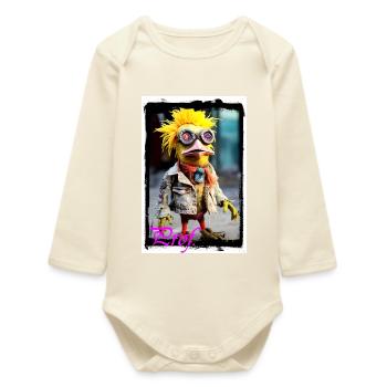 Poupée oiseau inhabituelle de style punk - Body bébé manches longues biologique - écru doux - Devant