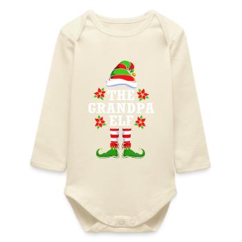 Grand-père Grand-père Elfe Elfe Cadeau de Noël - Body bébé manches longues biologique - écru doux - Devant