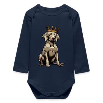 Weimaraner Weimaranerliebhaber Weimaranerhalter - Baby Organic Langarmbody - Navy - Vorne