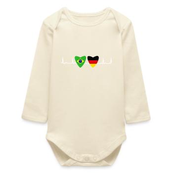 Brazil-German Flag Germany Gift - Baby Organic Long-Sleeved Bodysuit - soft Ecru - Front