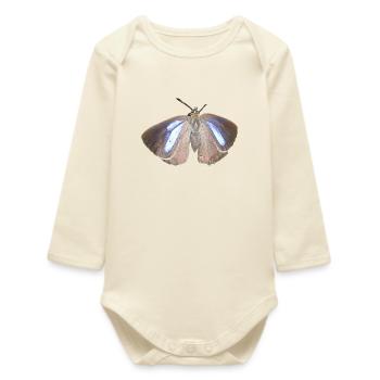 Purple hairstreak - Baby Organic Long-Sleeved Bodysuit - soft Ecru - Front