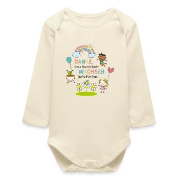 Message de remerciement de la crèche | Enfants - Arc-en-ciel - Fleurs - Body bébé manches longues biologique - écru doux - Devant