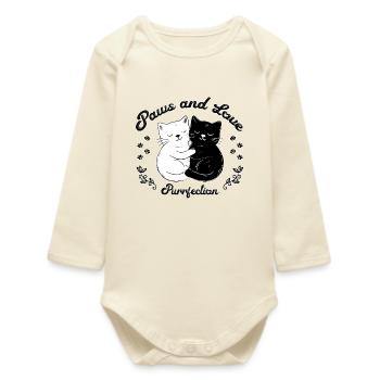 Paws & Love – Simply Schnurrfekt - Baby Organic Long-Sleeved Bodysuit - soft Ecru - Front