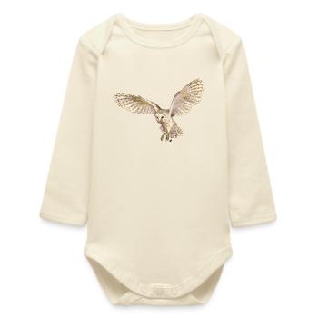 Wunderschöne Schleiereule im Flug - Baby Organic Langarmbody - Natur - Vorne