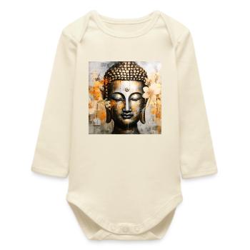 Buddha Tranquility Aesthetic Artistic - Baby Organic Long-Sleeved Bodysuit - soft Ecru - Front