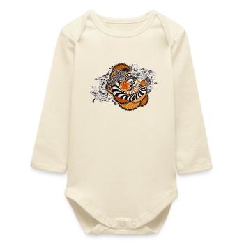 Spirale orange motif noir et blanc - Body bébé manches longues biologique - écru doux - Devant