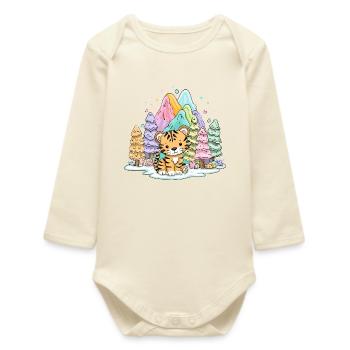 Tigerbaby im Regenbogenland - Baby Organic Langarmbody - Natur - Vorne