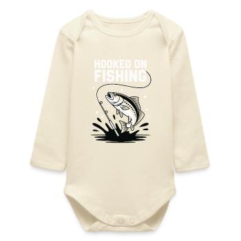 Accroché à la pêche - Pêcheur Spruch - Body bébé manches longues biologique - écru doux - Devant