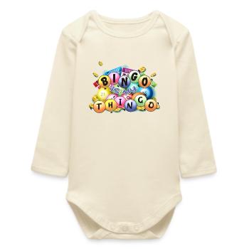 Bingo Is My Thingo Lucky Game Night Player Design - Baby Organic Long-Sleeved Bodysuit - soft Ecru - Front