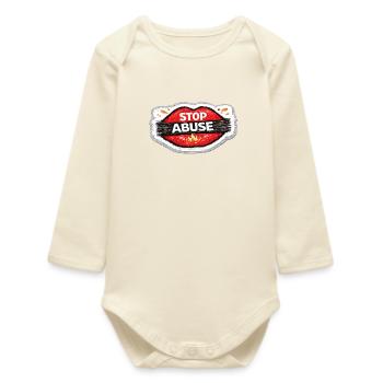 Aufkleber für Aktivisten zur Aufklärung von Missbrauch stoppen - Baby Organic Langarmbody - Natur - Vorne