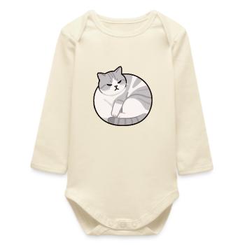 Cat Relax - Baby Organic Long-Sleeved Bodysuit - soft Ecru - Front