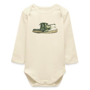 Vintage Combine Farmer Farmer Shirt - Baby Organic Long-Sleeved Bodysuit - soft Ecru - Front