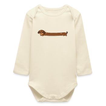 Long, teckel mignon - Body bébé manches longues biologique - écru doux - Devant