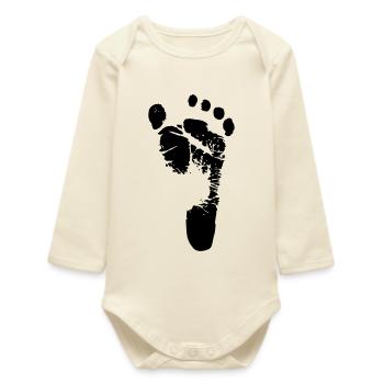 Baby Foot Design Girls Boys - Baby Organic Long-Sleeved Bodysuit - soft Ecru - Front