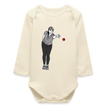 Joueur de pétanque Gaucher - Body bébé manches longues biologique - écru doux - Devant