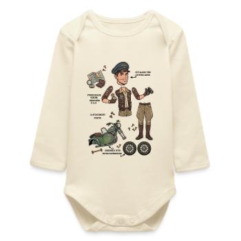 Poupée en papier Aventurière Robuste - Body bébé manches longues biologique - écru doux - Devant