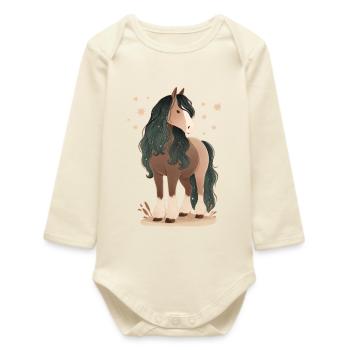 Cheval avec des étoiles - Body bébé manches longues biologique - écru doux - Devant