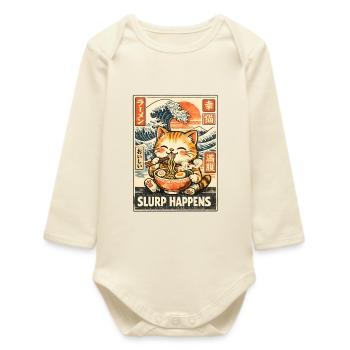 Ramen Katze - Baby Organic Langarmbody - Natur - Vorne