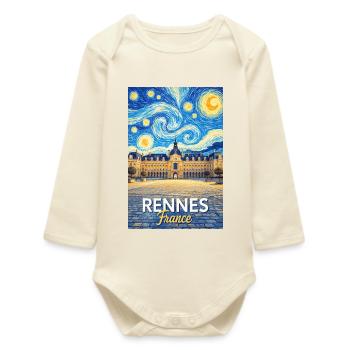 Rennes, France - Body bébé manches longues biologique - écru doux - Devant