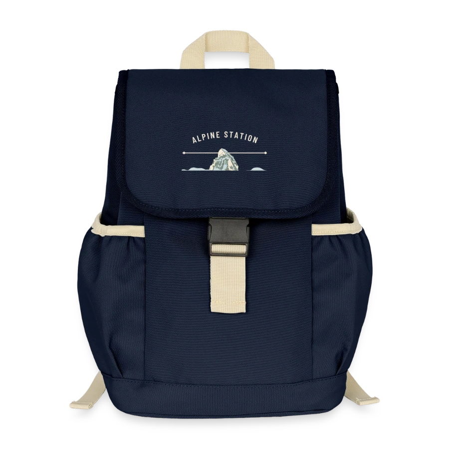 Zermatt badge on a kids’ recycled backpack, navy