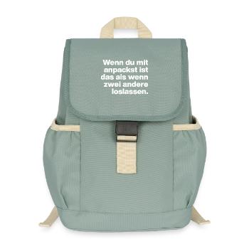 WHEN YOU GET DOWN TO BUSINESS, IT'S LIKE THIS... LAZY AND STUPID - Kids’ Recycled Backpack - stonewash green - Front