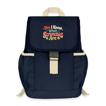 Ja, ich kenne Scrunchies | Girl Dad - Kinder Recycelter Rucksack - Navy - Vorne