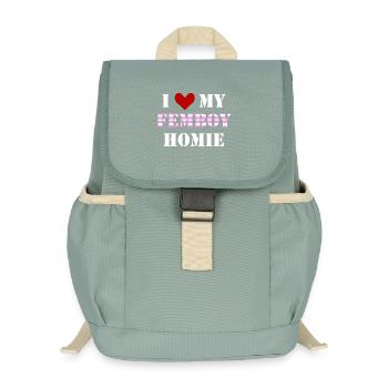 śmieszny napis ziomek femboy - Kinder Recycelter Rucksack - Nebelgrün - Vorne