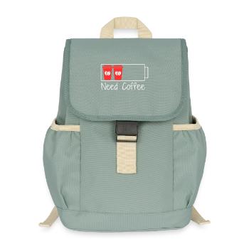 Caféine = 100 % de charge - Sac à dos enfant recyclé - vert lichen - Devant
