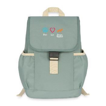 Chien de berger Peace Love - Sac à dos enfant recyclé - vert lichen - Devant